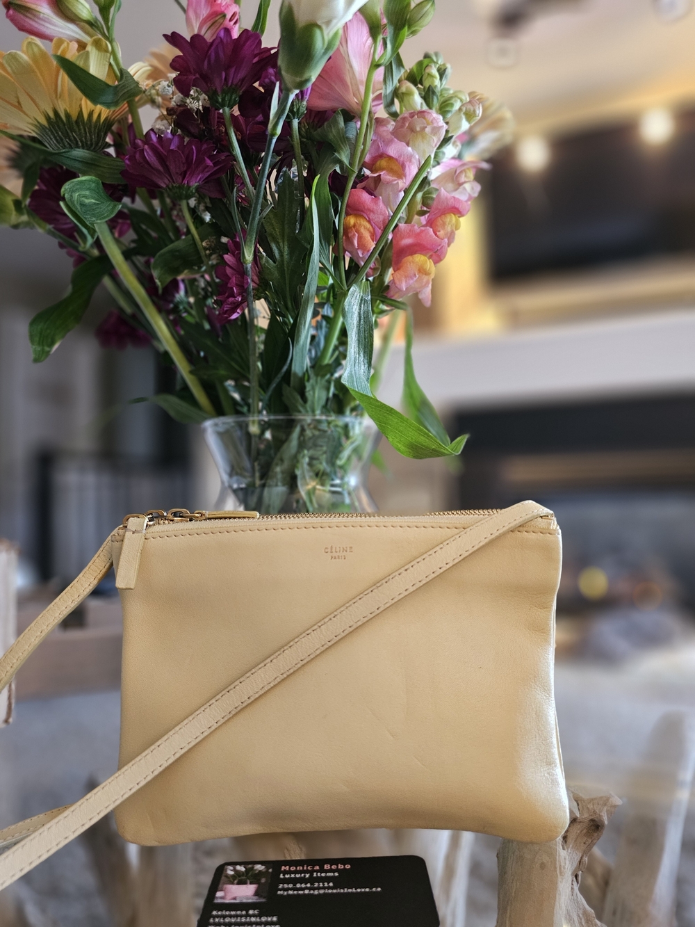 Celine Beige Leather Crossbody Bag - Picture 2 of 16